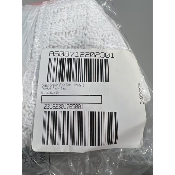 Susan Graver Pure Knit Jersey and Crochet Tunic Tank Top Size 2X White Rayon NEW - Picture 2 of 6